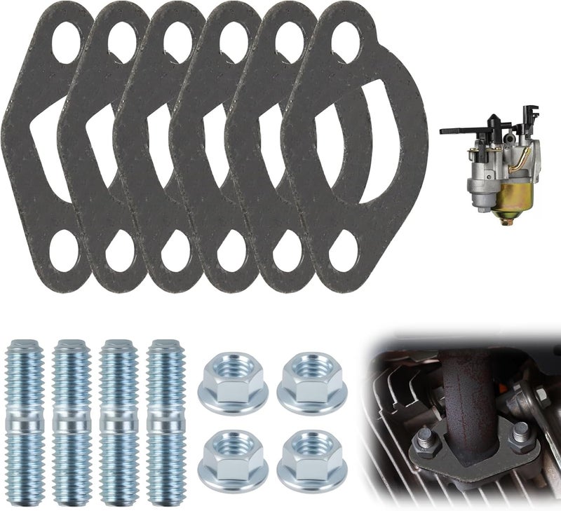 TNJPSEK Predator 212 Exhaust Muffler Gasket Kit, 212cc Non-Hemi Carb Exhaust Pipe Mounting Hardware Studs Set Compatible with CT200U CT200U-EX BT200X MB200 ATVs Go Karts Mini Bike Engine - Image 1